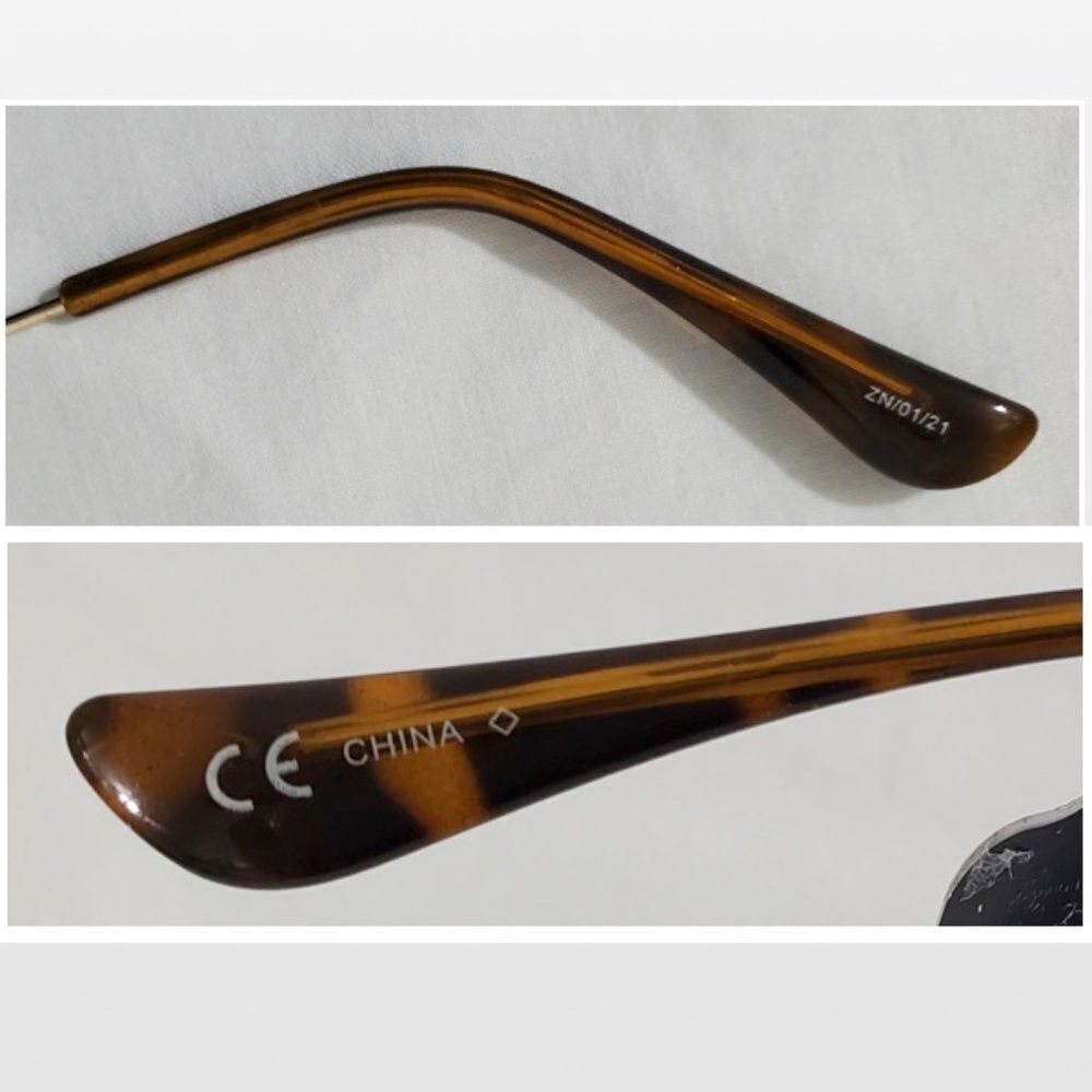 New Steve Madden Sunglasses Logo Printed Mirrored Aviators Black Gold NWT - Picture 14 of 16